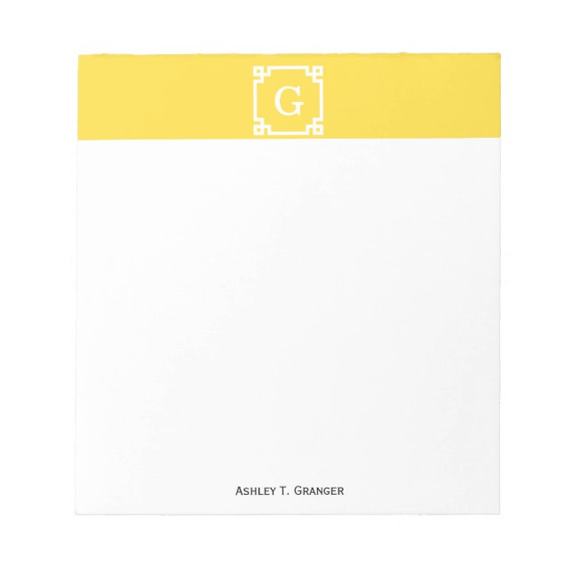 Bloc-note Ananas Wht cadre clé grecque #2 Monogramme initial (Devant)