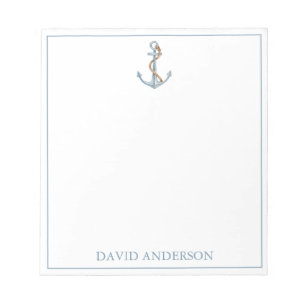 Bloc-note Ancre Bleu vintage avec corde Personnalisée