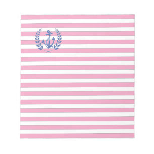 Bloc-note Ancre bleue Laurel Wreath Pink Stripes