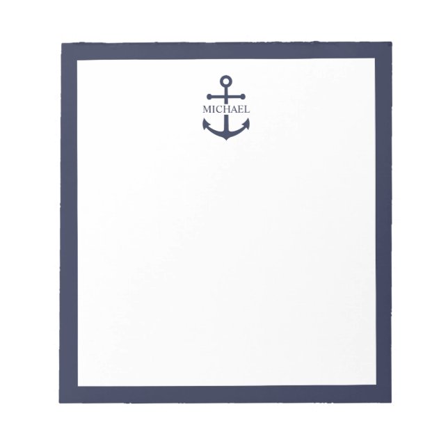 Bloc-note Ancre bleue marine Nom personnalisé (Devant)