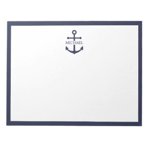 Bloc-note Ancre bleue marine Nom personnalisé