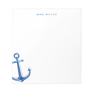 Bloc-note Ancre bleue marine, personnalisation marine