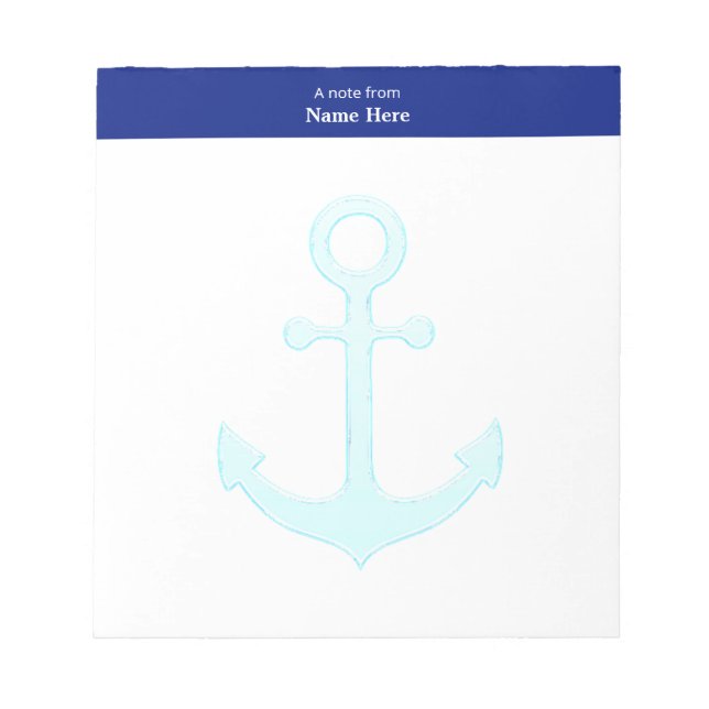 Bloc-note Ancre Naútíque & En-tête Bleu Simple (Devant)