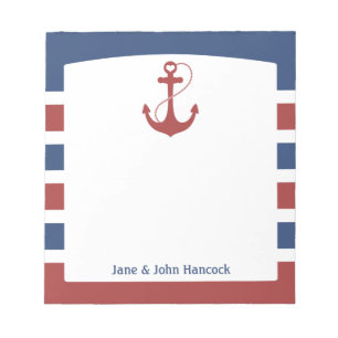 Bloc-note Ancre nautique rouge et bleue