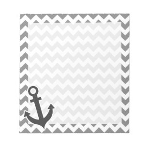 Bloc-note Ancre nautique sur Dark Grey Chevron