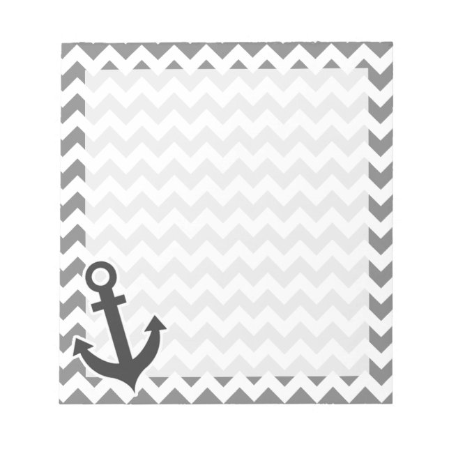 Bloc-note Ancre nautique sur Dark Grey Chevron (Devant)