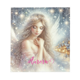 Bloc-note Ange de neige éthérée aquarelle festive féminine