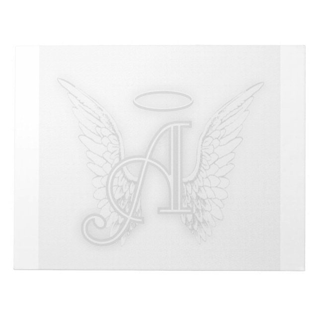 Bloc-note Angel Alphabet A Initiale Dernière Ailes Halo (Devant)
