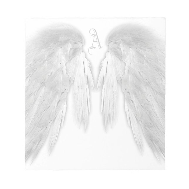 Bloc-note ANGEL WINGS Blanc Personnalisé Monogramme (Devant)