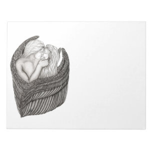 Bloc-note Angels Kissing, noir et blanc Design