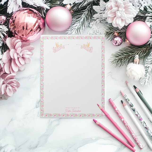 Bloc-note Anges de Noël roses | Personnalisé (Créateur téléchargé)