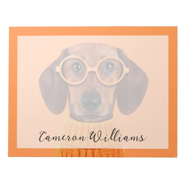Bloc-note Animaux de bébés cutest | Chandail orange Dachshun (Devant)