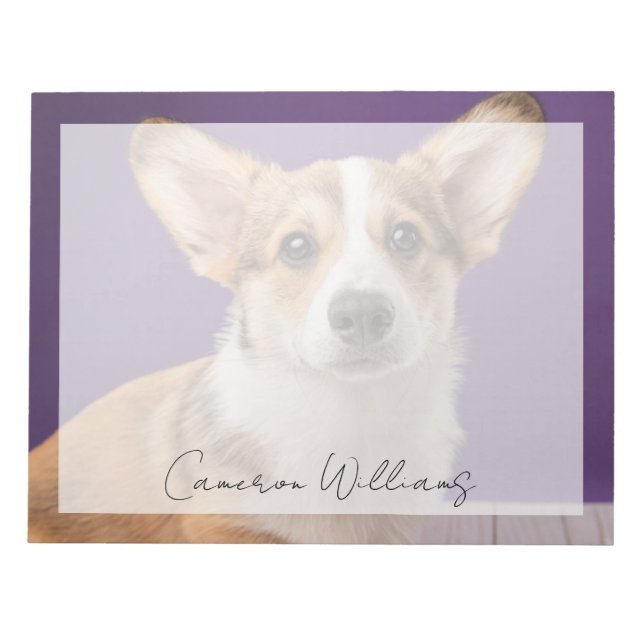 Bloc-note Animaux de bébés cutest | Corgi Chiple sur Purple (Devant)