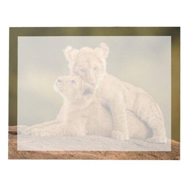 Bloc-note Animaux de bébés cutest | Deux Lions Cubs (Devant)