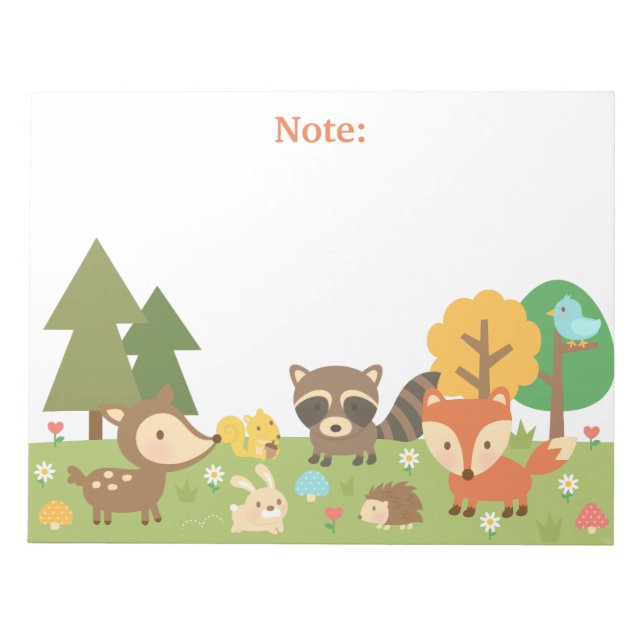 Bloc-note Animaux et créatures mignons de la forêt sylvestre (Devant)