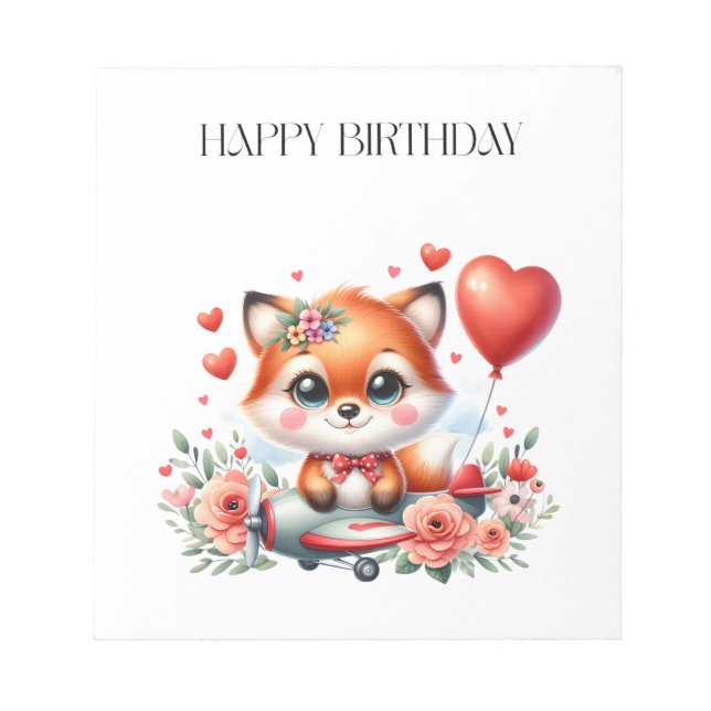 Bloc-note Anniversaire de pilote de renard mignon (Devant)