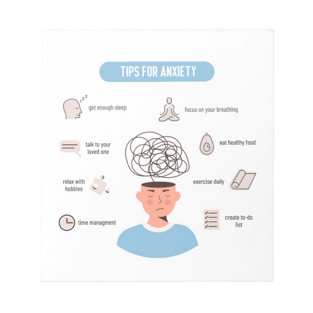 Bloc-note Anxiety Tips Minimal Mental Health Art (Devant)