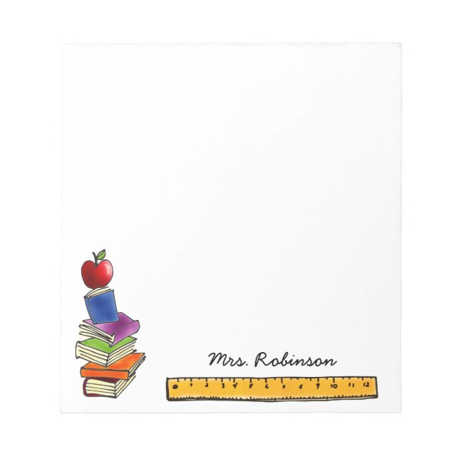 Bloc-note Apple avec Pile de livre Ajouter un nom 5.5 x 6 (Devant)