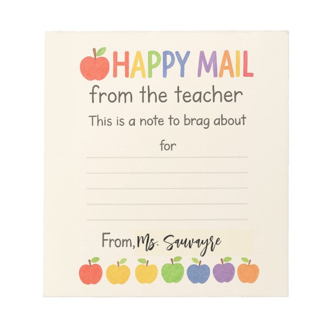 Bloc-note Apples Happy Mail – Joli Cadeau pour l'Enseignant (Devant)