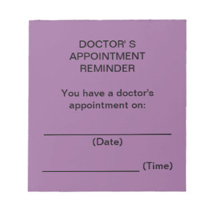 Bloc-note Appointment Reminder Notes de docteur (pourpre)