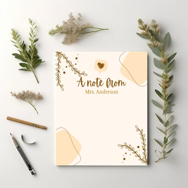 Bloc-note Appréciation de l'enseignant Boho Botanical Custom (Boho teacher notepad
)