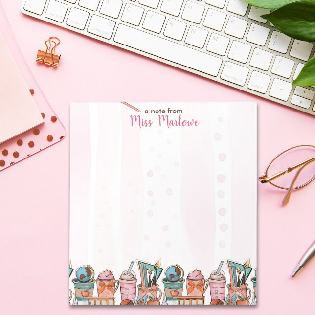 Bloc-note Appréciation de l'enseignant Cadeau de l'école Caf (Teacher Appreciation Gift School Coffee Latte Personalized Notepad)