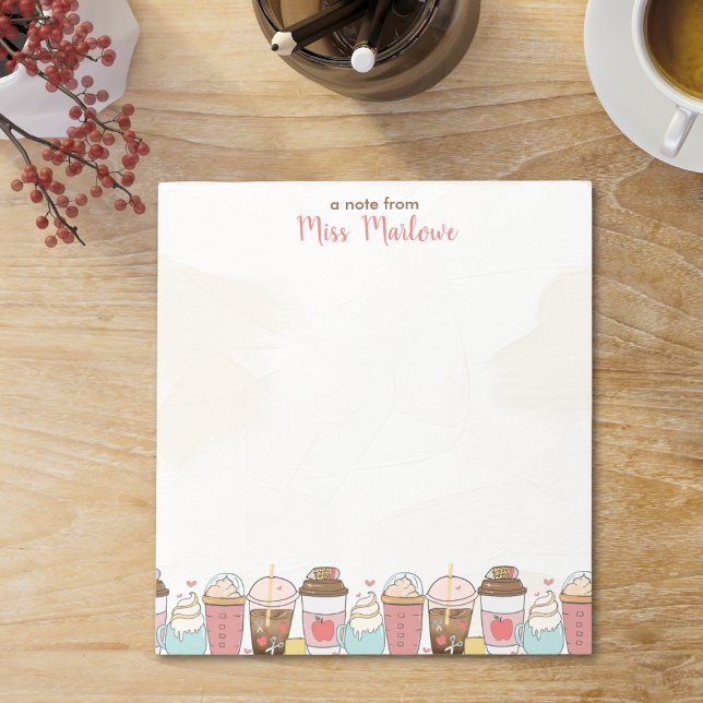 Bloc-note Appréciation de l'enseignant Café Apple Personnali (Teacher Appreciation Apple Coffee Personalized Notepad)