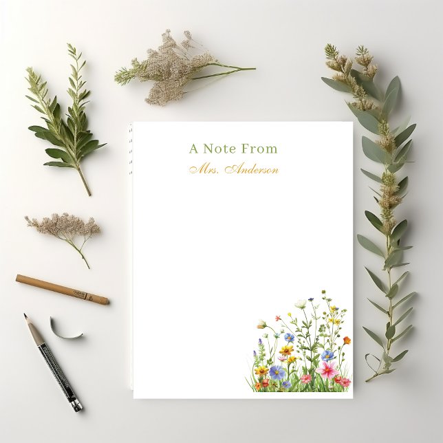 Bloc-note Appréciation de l'enseignant Floral Botanical Cust (CUTE FLORAL TEACHER NOTEPAD)