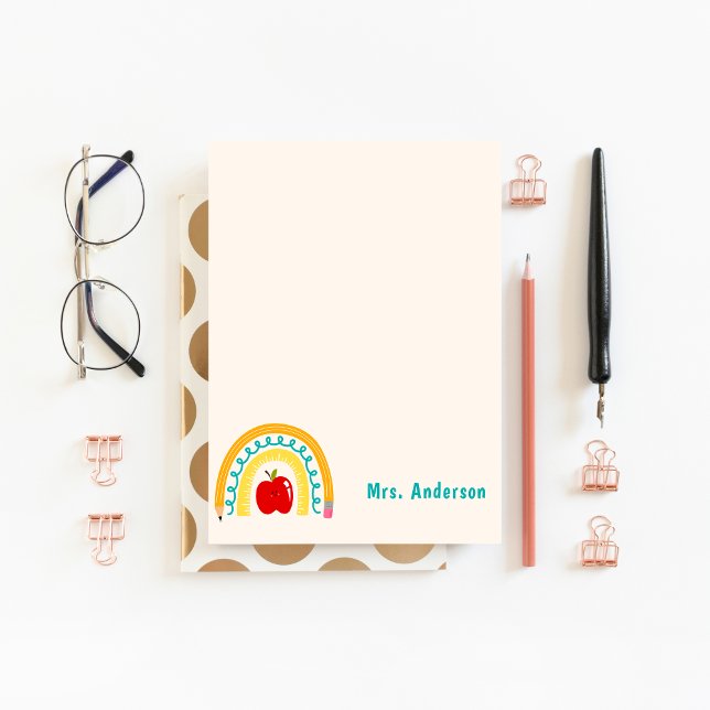 Bloc-note Appréciation de l'enseignant Retro Rainbow Apple p (cute kindergarten rainbow school teacher notepad
)