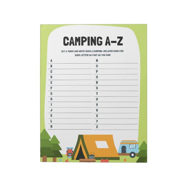 Bloc-note Apprentissage Nature Camping A-Z Jeu éducatif (Tourné)