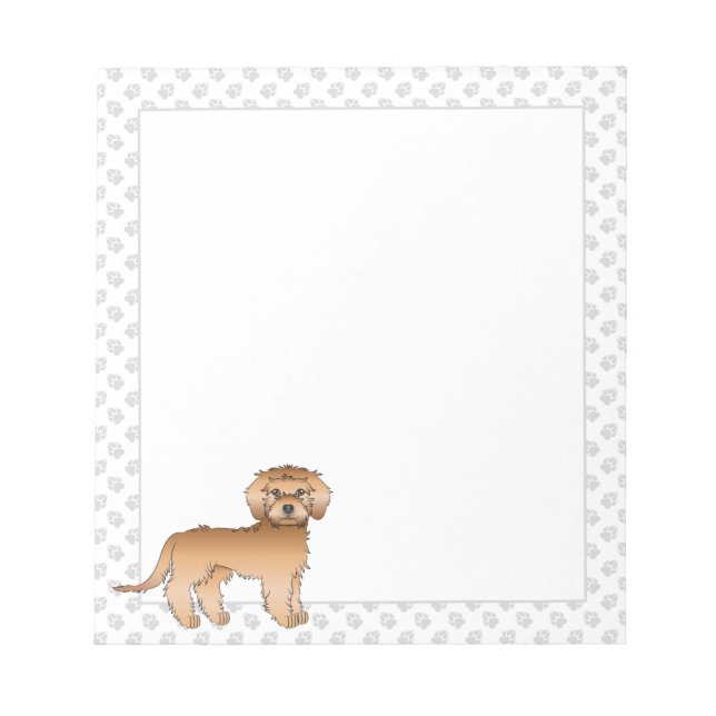 Bloc-note Apricot Mini Goldendoodle Cartoon Chien & Paws (Devant)
