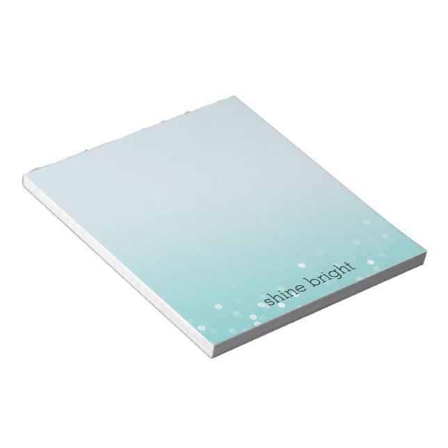 Bloc-note Aqua Ombré Points de Confettis Bokeh Blanc (Incliné)