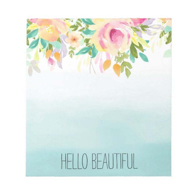 Bloc-note Aqua Ombre rose jaune floral (Devant)