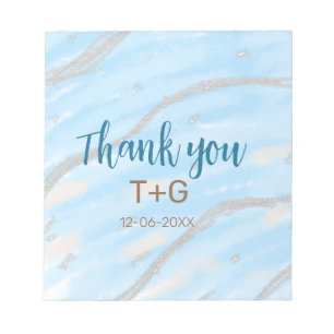 Bloc-note Aqua or thank you ajoutez nom couple date année te