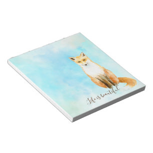 Bloc-note Aqua Watercolor Orange Fox