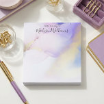 Bloc-note Aquarelle Abstraite moderne Purple Gold Name Scrip<br><div class="desc">Personnalisez facilement ce style glamour abstrait couleur lilas peinture à l'eau et faux or spray arrière - plan avec votre nom personnalisé.</div>