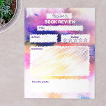 Bloc-note Aquarelle Abstraite rose violet moderne critique<br><div class="desc">Libérez votre critique interne avec ce bloc-notes dynamique et personnalisable de révision de livre! Le bloc-notes est un festin pour les yeux avec son arrière - plan aquarelle qui mélange magnifiquement les teintes de violet, bleu, jaune et rose. Il est conçu pour vous faire part de vos réflexions et impressions...</div>