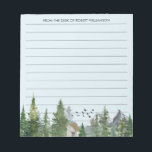 Bloc-note Aquarelle Arbres Nature Forêt Montagnes Liner<br><div class="desc">Bloc-notes de texte/nom personnalisé avec aquarelle peinte paysage avec montagnes,  forêt et un cabine.</div>