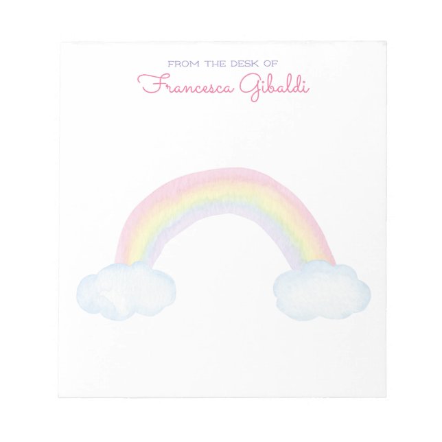 Bloc-note Aquarelle Arc-en-ciel et nuages du bureau de (Devant)