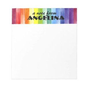 Bloc-note Aquarelle arc-en-ciel splash lettre blanche