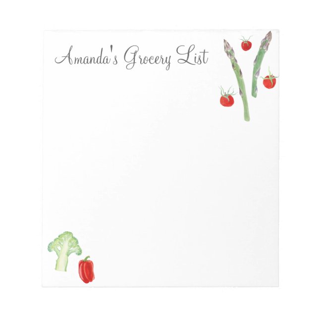 Bloc-note Aquarelle Asperges, Brocoli, Tomates, Poivrons (Devant)