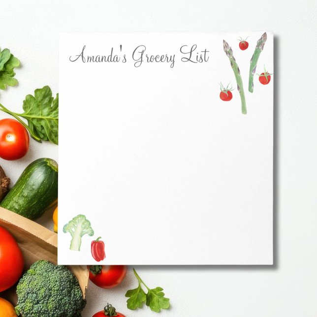 Bloc-note Aquarelle Asperges, Brocoli, Tomates, Poivrons (Créateur téléchargé)
