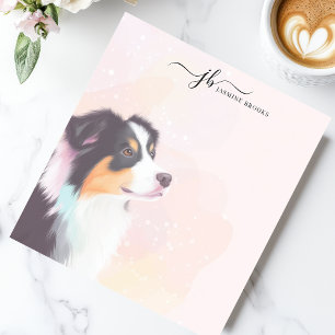 Bloc-note Aquarelle Australian Shepherd personnalisée