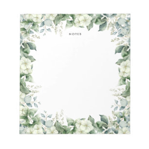 Bloc-note Aquarelle Blanc Floral Eucalyptus Vert Personnalis
