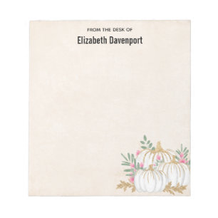 Bloc-note Aquarelle blanche et Citrouille or