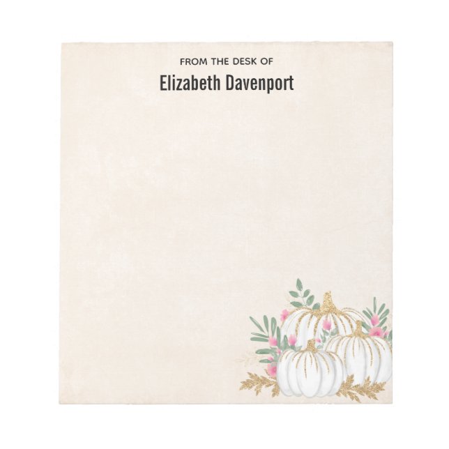 Bloc-note Aquarelle blanche et Citrouille or (Devant)