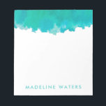 Bloc-note Aquarelle bleu Turquoise moderne Chic Monogramme<br><div class="desc">Ajoutez un accessoire personnalisé et élégant à votre bureau avec ce bloc-notes moderne et chic. Design dispose d'un joli bleu vert turquoise arrière - plan aquarelle et votre nom ou autre texte customisé dans une simple police turquoise typographie. Ce bloc-notes élégant et tendance lui fait un cadeau élégant.</div>