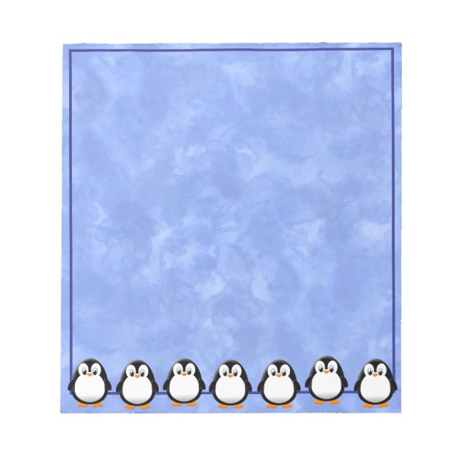 Bloc-note Aquarelle bleue personnalisée avec dessin de pingo (Devant)