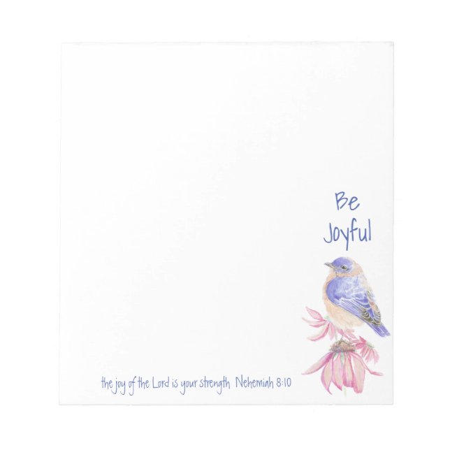 Bloc-note Aquarelle Bluebird Joy of the Lord Bible Citation (Devant)