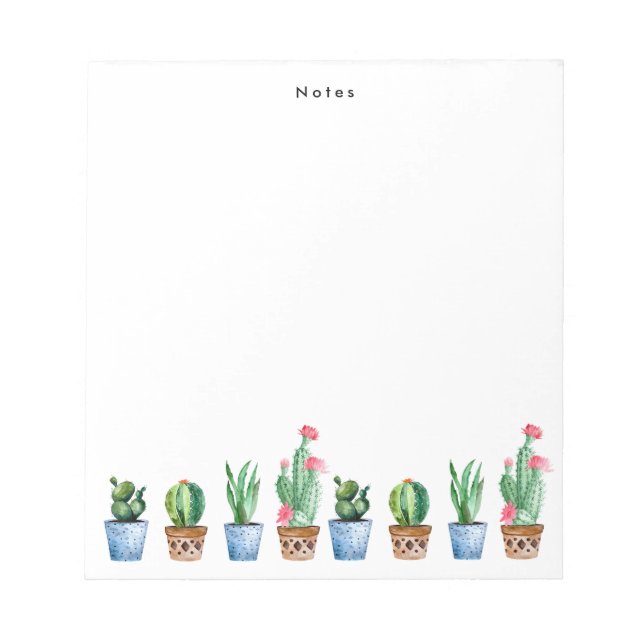 Bloc-note Aquarelle Boho Poted Cactus & Succulents Personnal (Devant)
